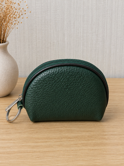 Porte-monnaie femme en cuir vert sapin