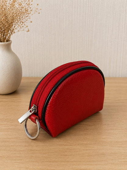 Porte-monnaie femme en cuir rouge