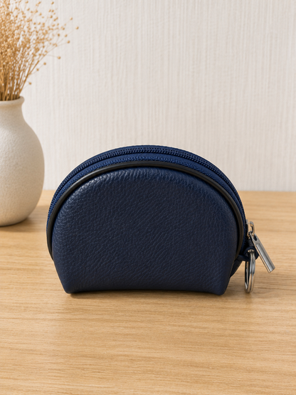 Porte-monnaie femme en cuir bleu marine