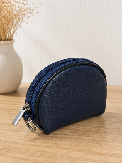 Porte-monnaie femme en cuir bleu marine