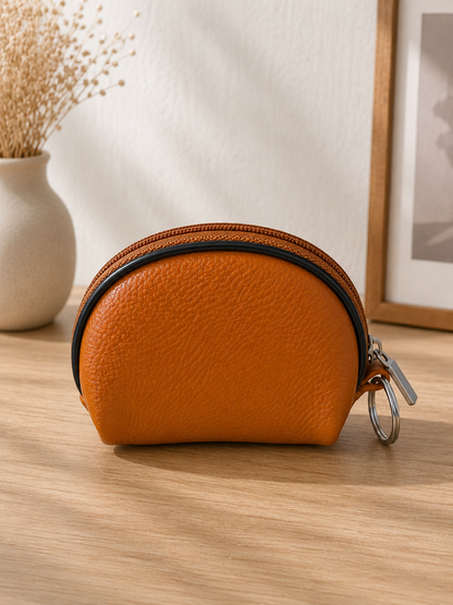 Porte-monnaie femme en cuir marron cognac