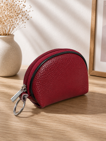 Porte-monnaie femme en cuir rouge bordeaux