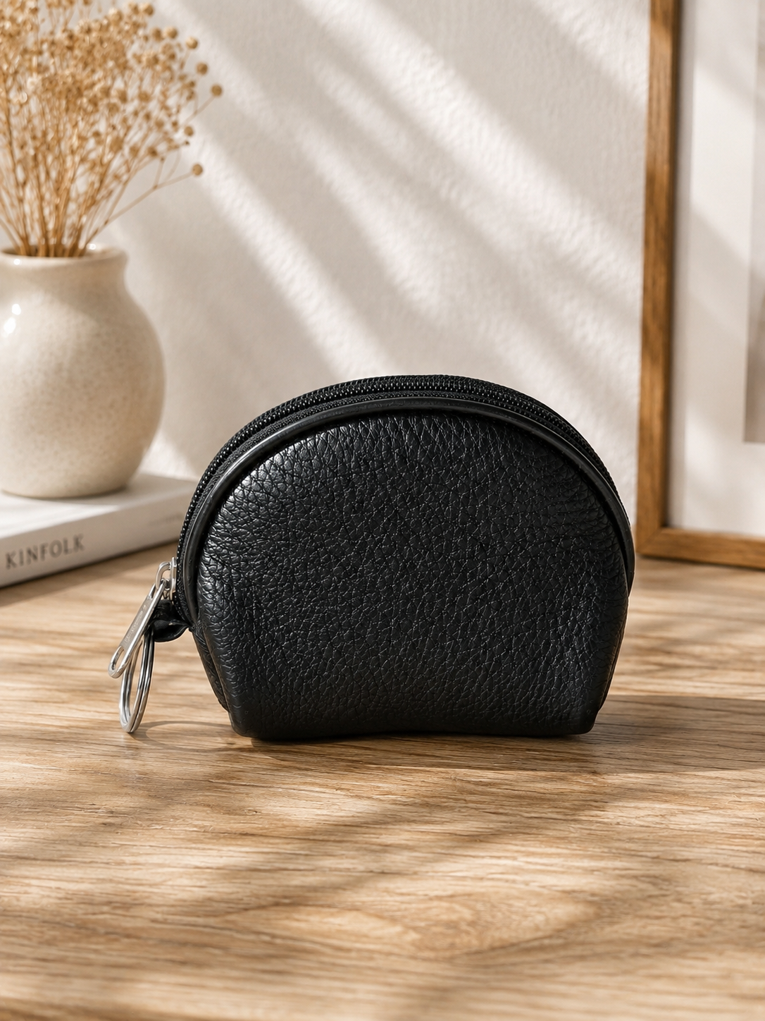 Porte-monnaie femme en cuir noir