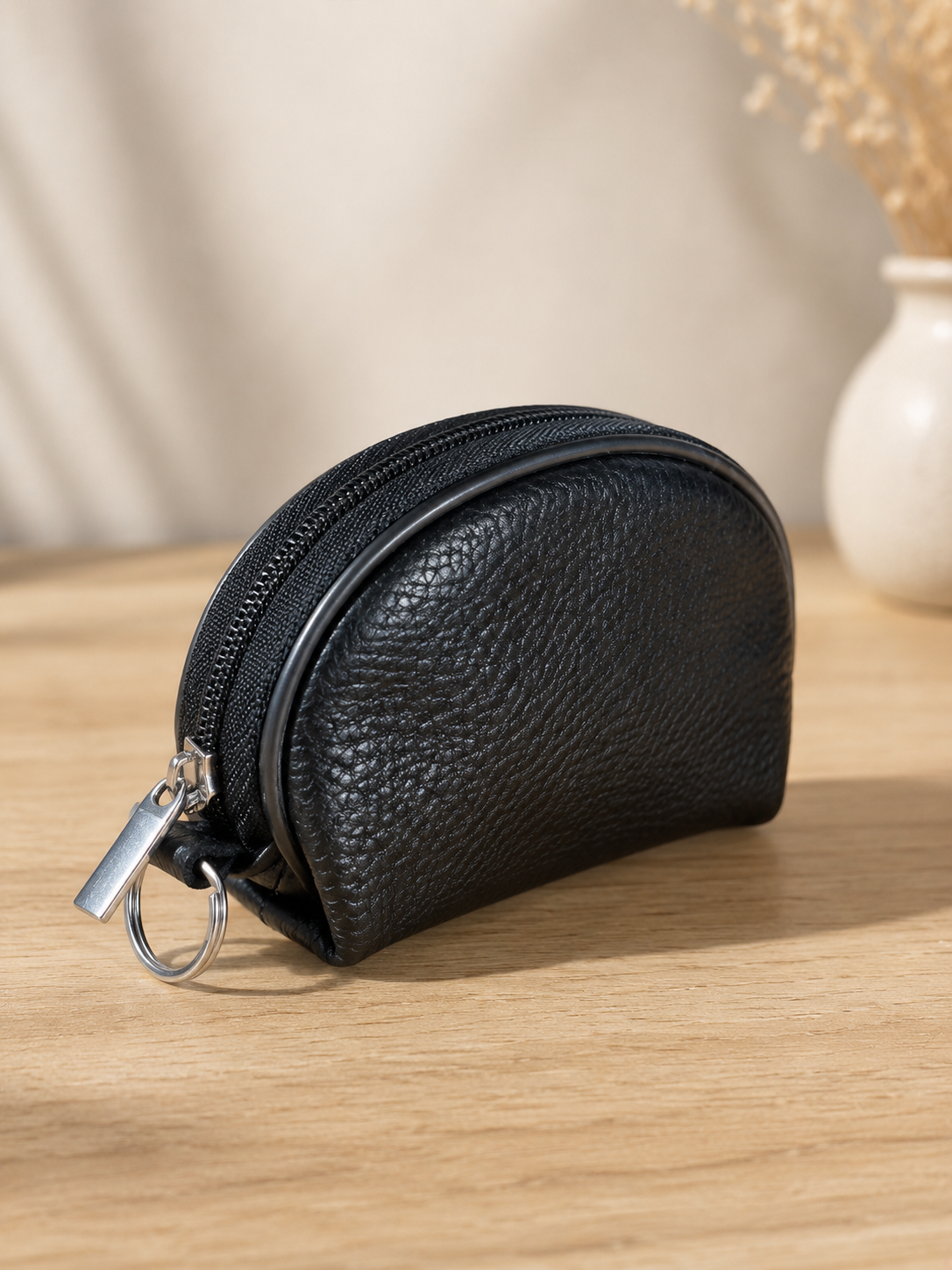 Porte-monnaie femme en cuir noir