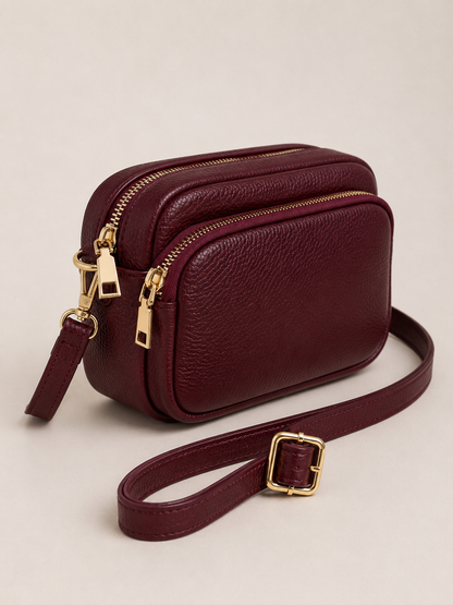 Sac bandoulière femme Cuir rouge bordeaux