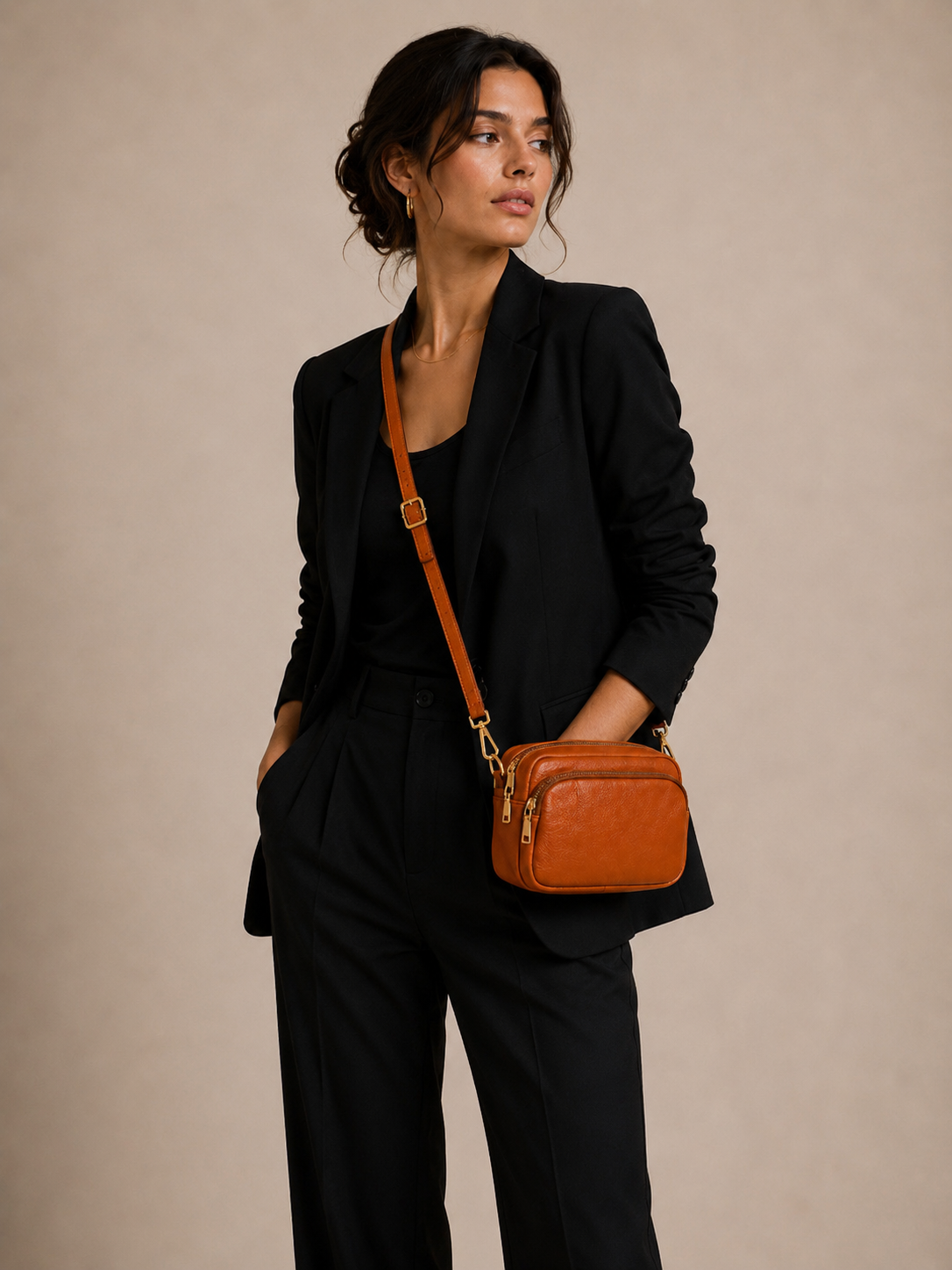 Sac bandoulière femme Cuir camel
