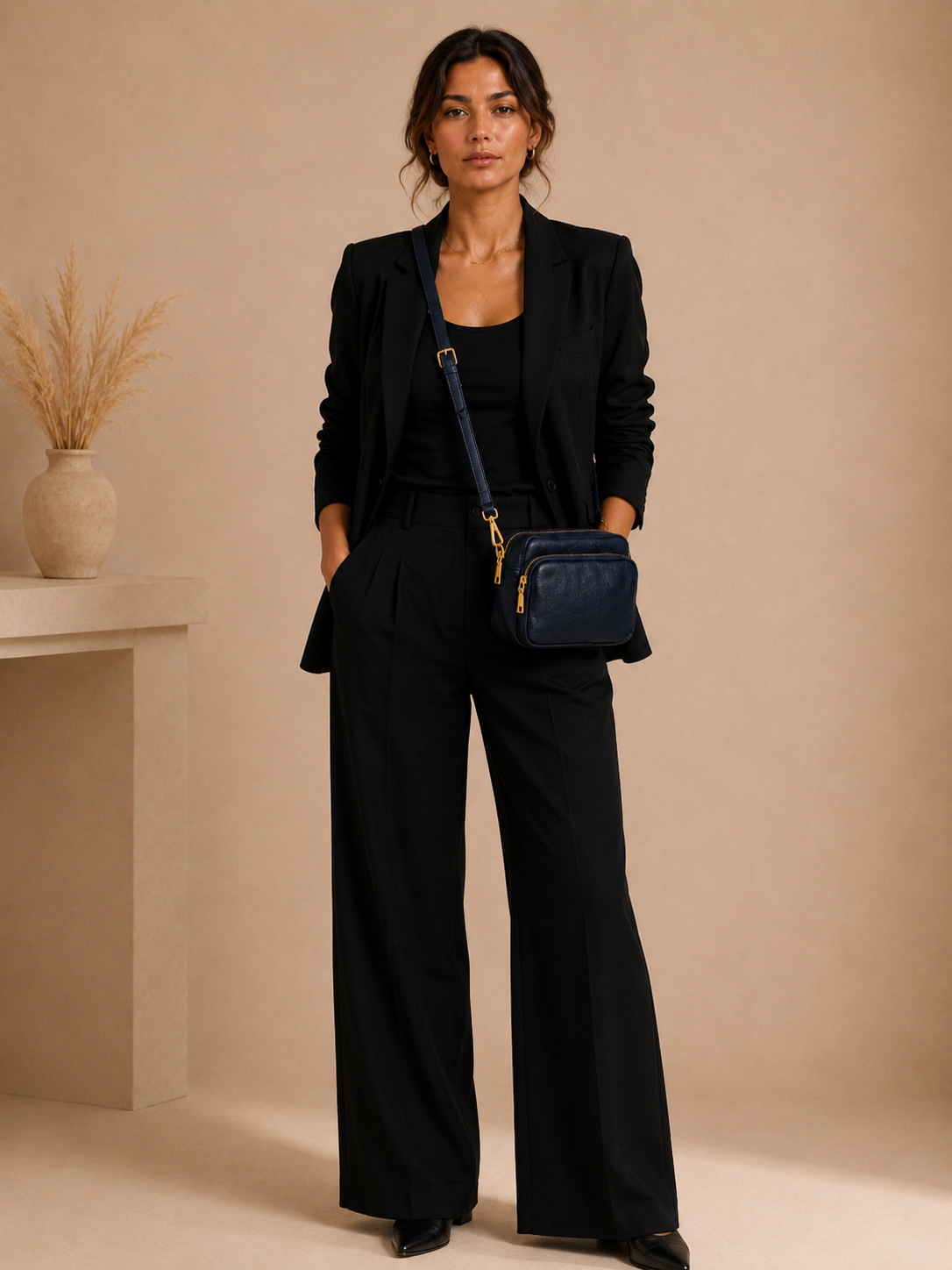 Sac bandoulière femme Cuir bleu marine
