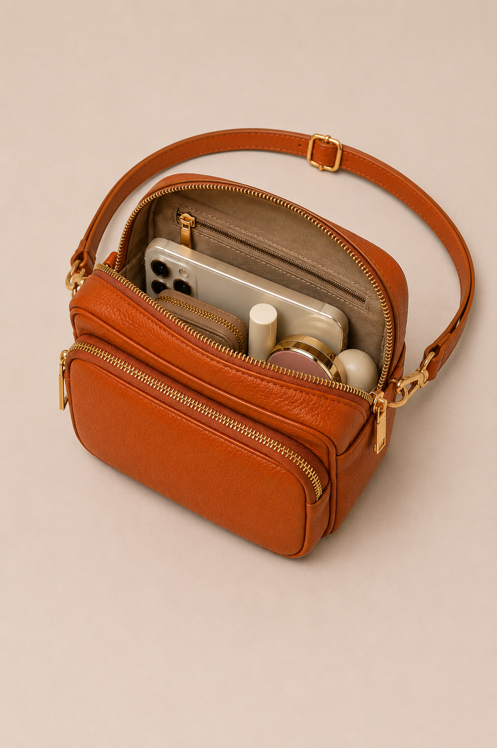 Sac bandoulière femme Cuir camel