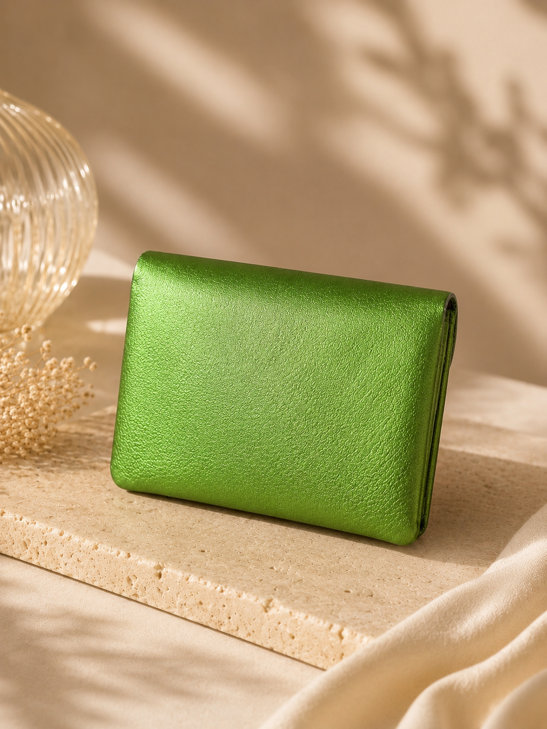 Porte-monnaie femme Cuir irisé vert