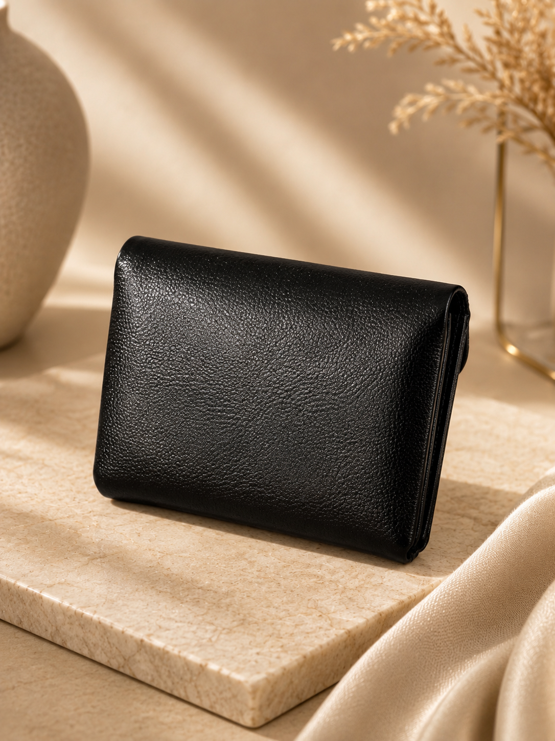 Porte-monnaie femme Cuir irisé noir