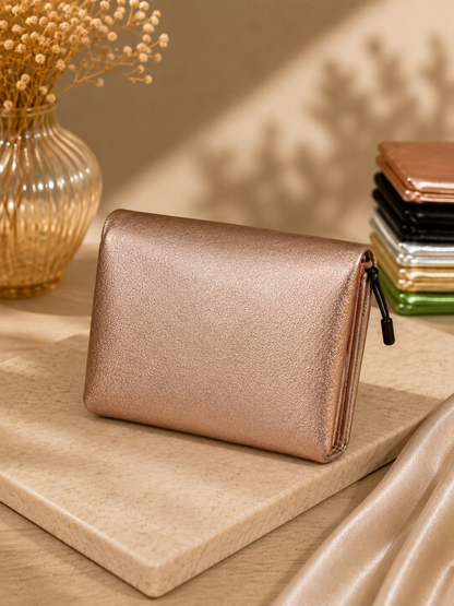 Porte-monnaie femme Cuir irisé rose gold