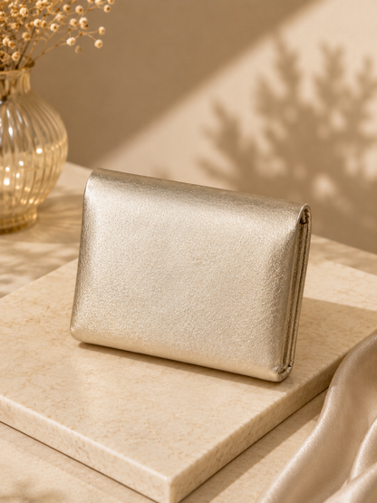 Porte-monnaie femme Cuir irisé champagne