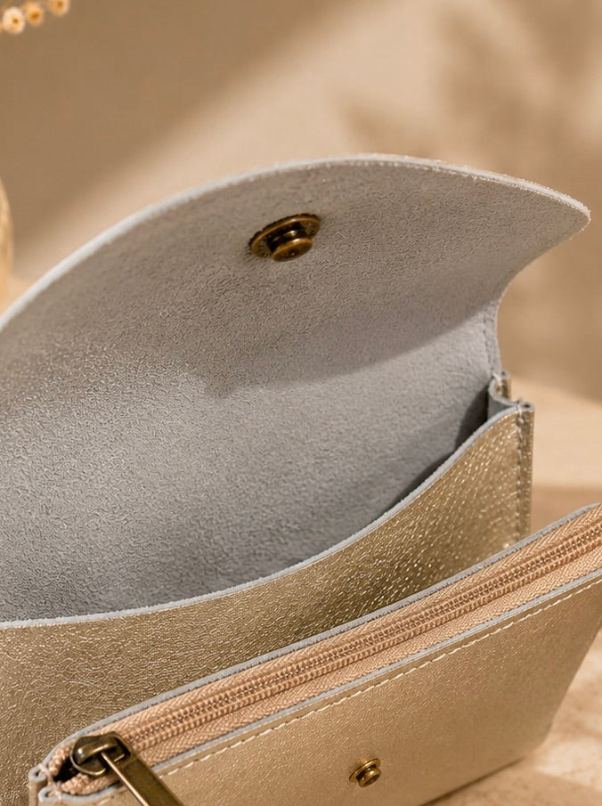 Porte-monnaie femme Cuir irisé champagne
