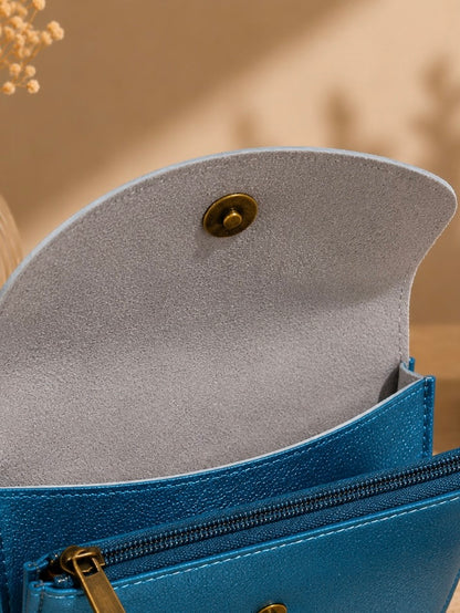 Porte-monnaie femme Cuir irisé bleu turquoise