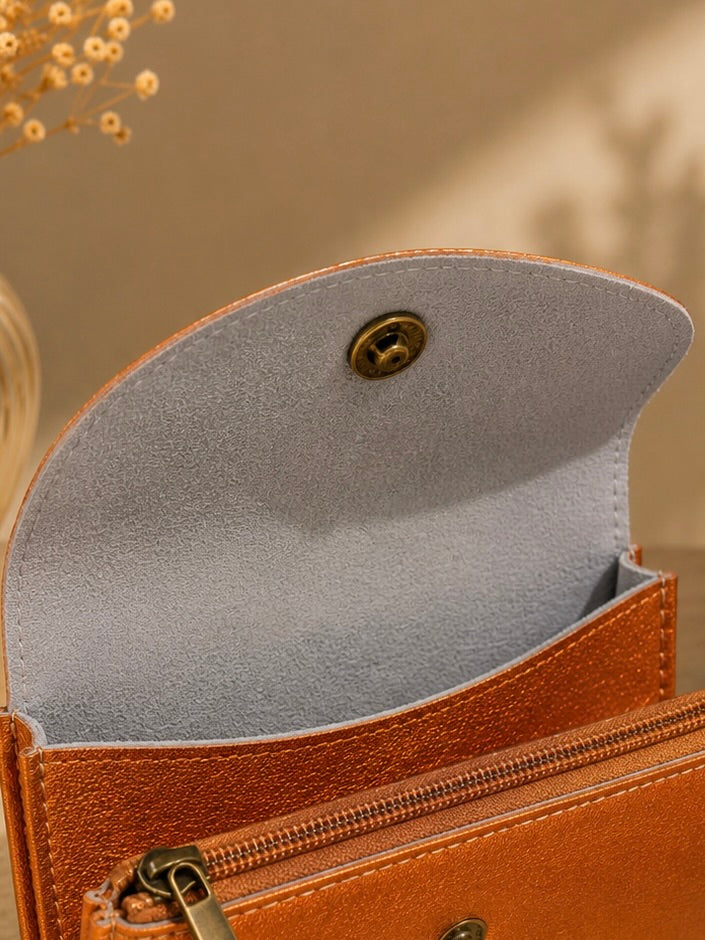 Porte-monnaie femme Cuir irisé orange