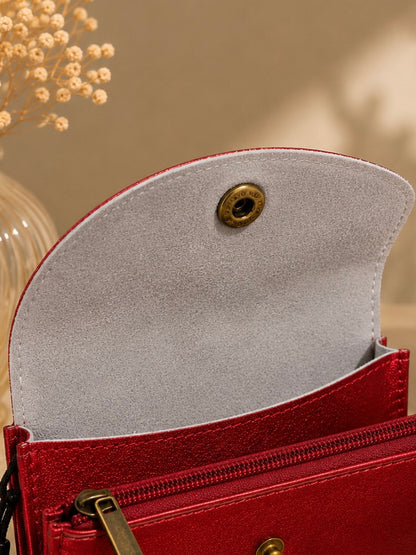 Porte-monnaie femme Cuir irisé rouge bordeaux