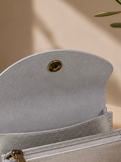 Porte-monnaie femme Cuir irisé argenté