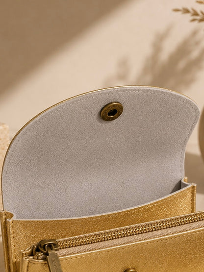 Porte-monnaie femme Cuir irisé doré