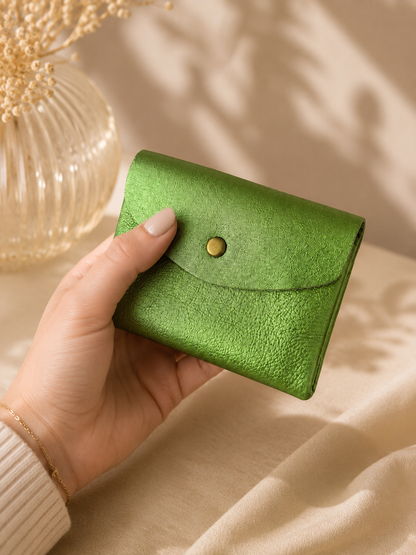 Porte-monnaie femme Cuir irisé vert