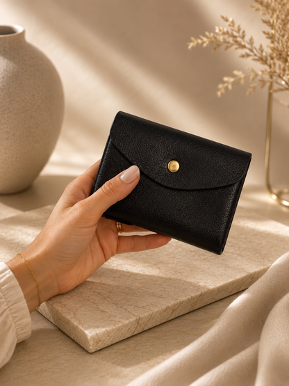 Porte-monnaie femme Cuir irisé noir