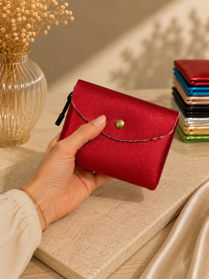 Porte-monnaie femme Cuir irisé rouge bordeaux