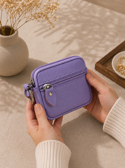 Porte-monnaie femme en cuir violet lavande