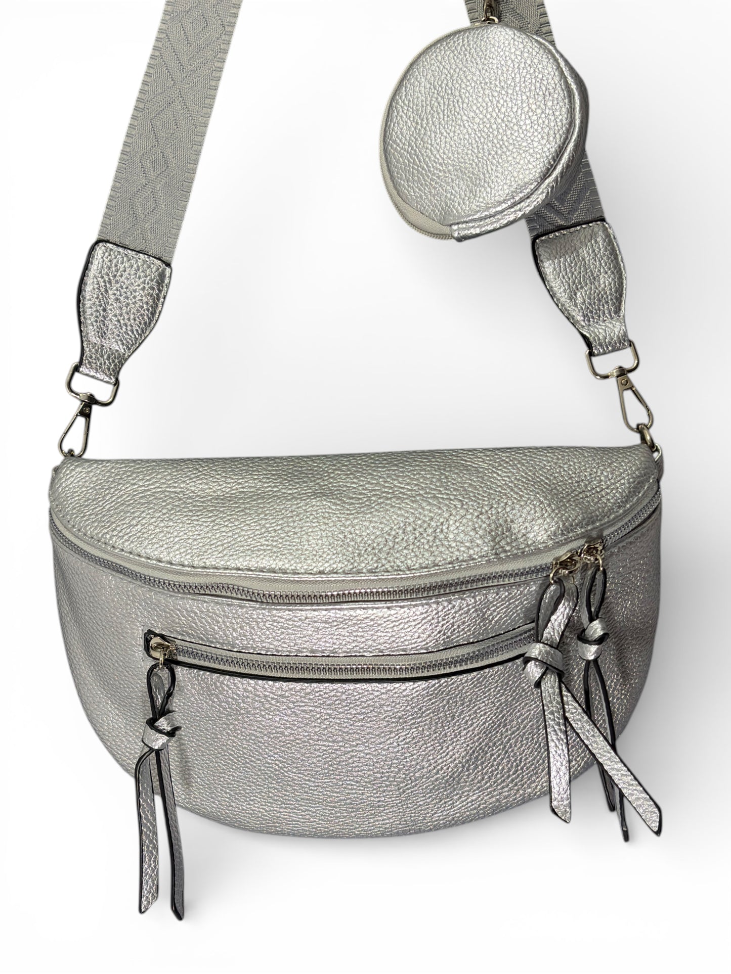 Grand sac banane - argenté - Cuir PU | A