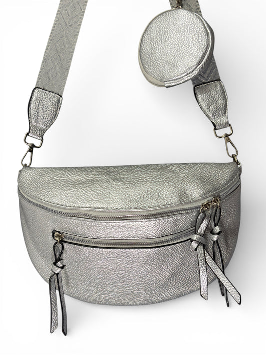 Grand sac banane - argenté - Cuir PU| A