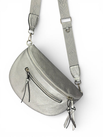 Grand sac banane - argenté - Cuir PU | A