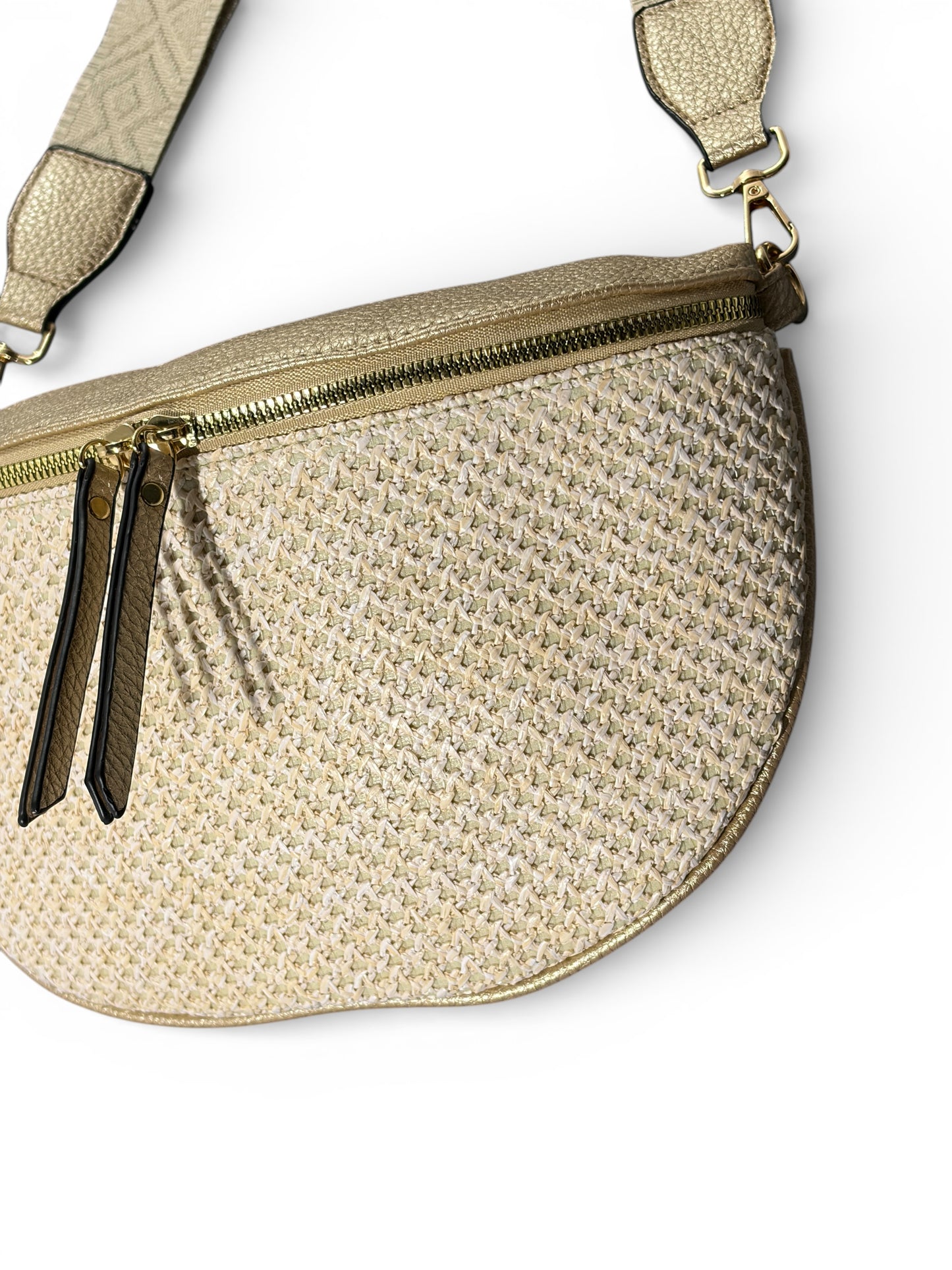 Grand sac banane - dorée - Bi-matière motif mat | A