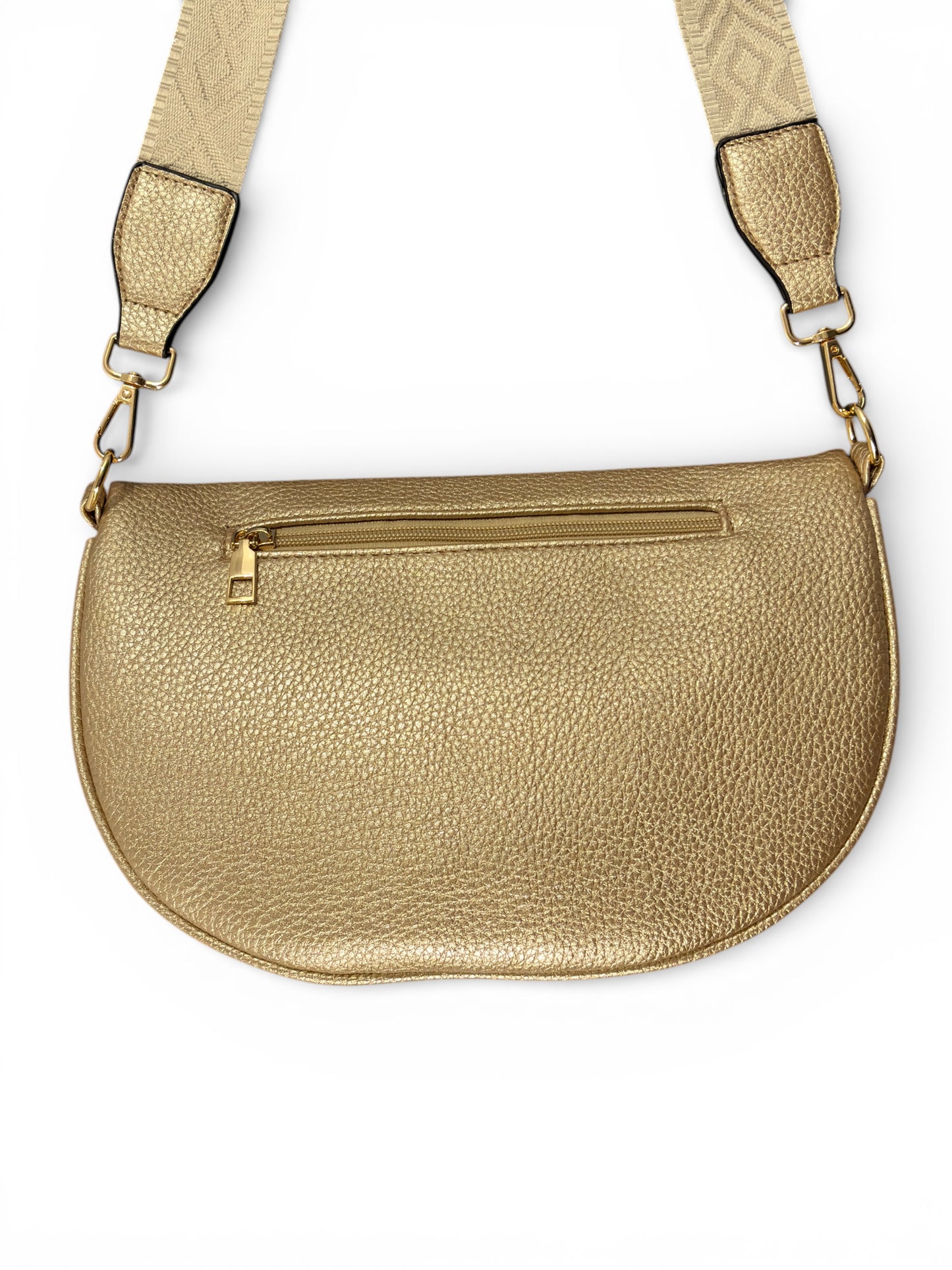 Grand sac banane - dorée - Bi-matière motif mat | A