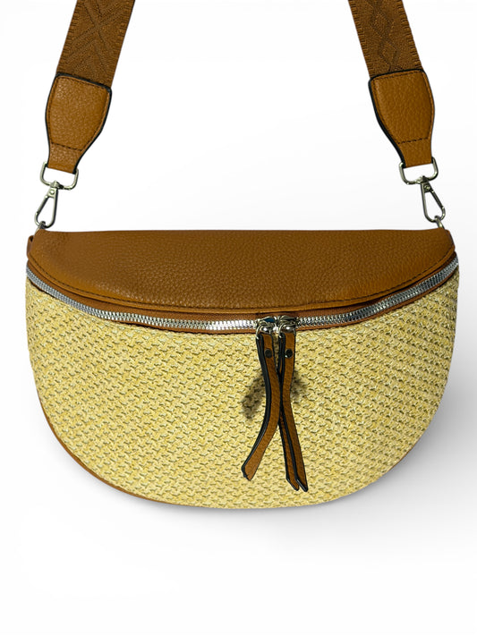 Grand sac banane - Marron - Bi-matière motif mat | A