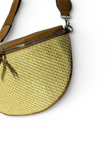 Grand sac banane - Marron - Bi-matière motif mat | A