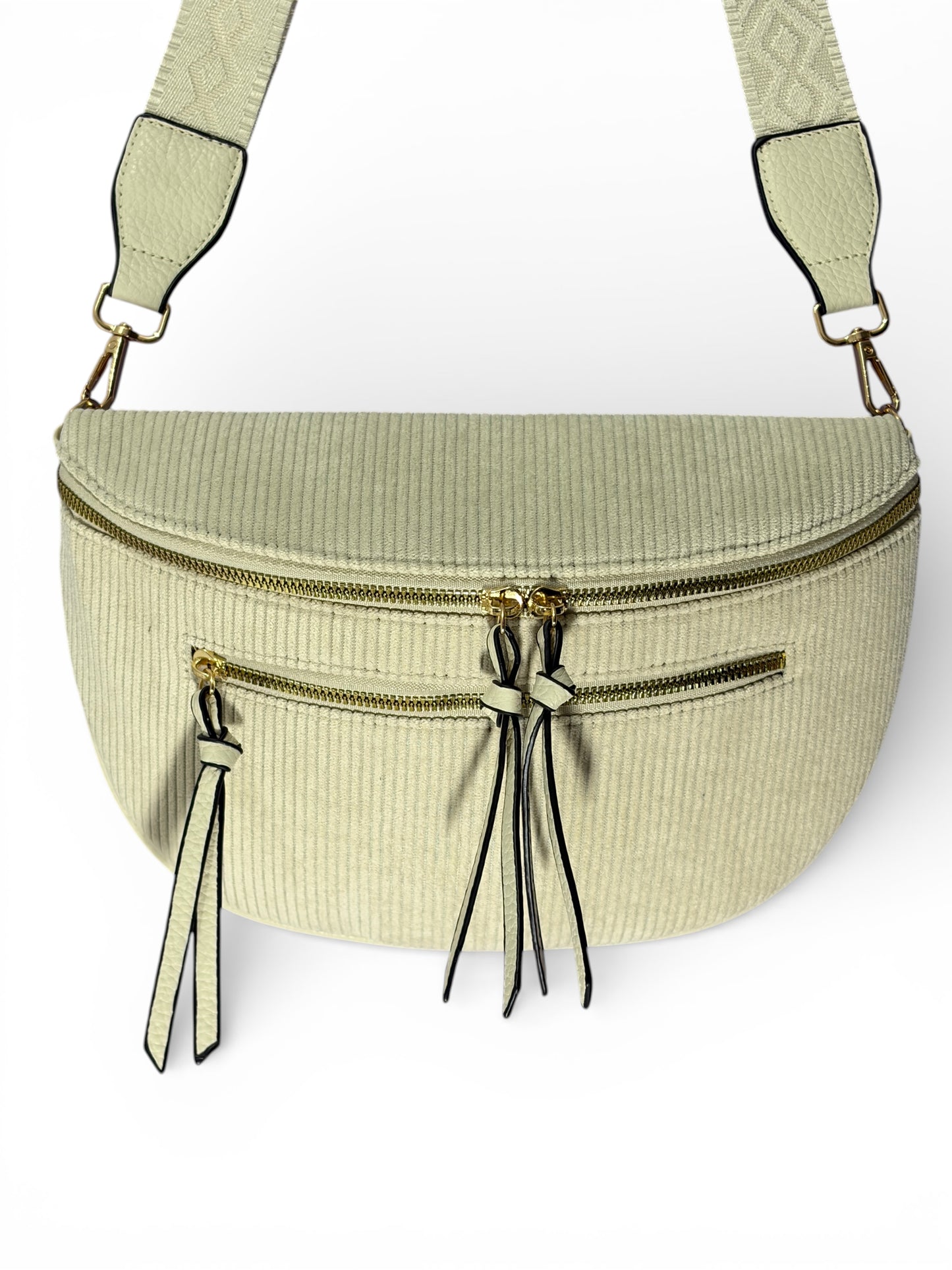 Grand sac banane - Crème - Velours | A