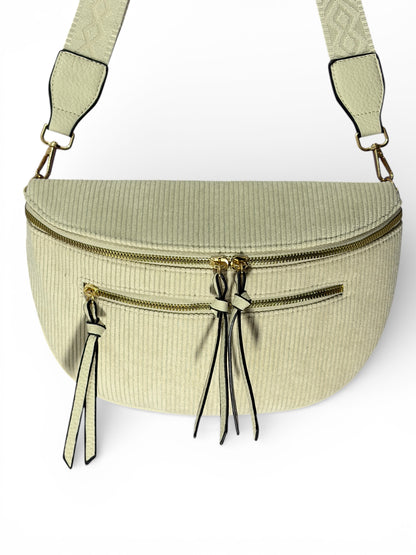 Grand sac banane - Crème - Velours | A