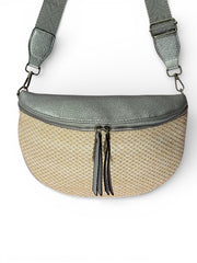 Grand Sac banane - argenté - Bi-matière motif mat | A