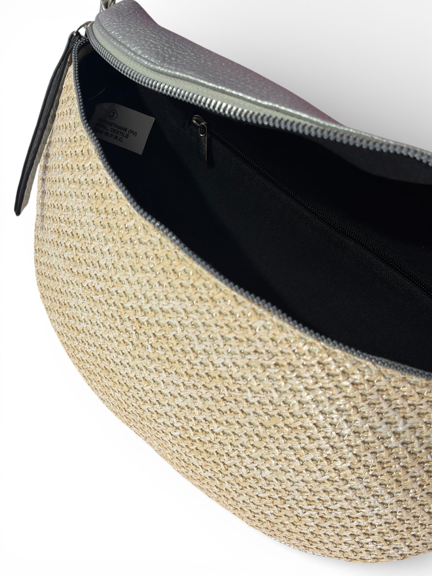 Grand Sac banane - argenté - Bi-matière motif mat | A