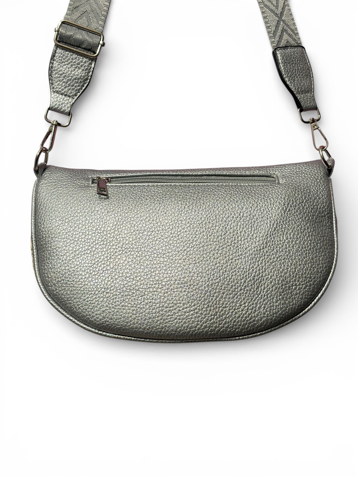 Grand Sac banane - argenté - Bi-matière motif mat | A