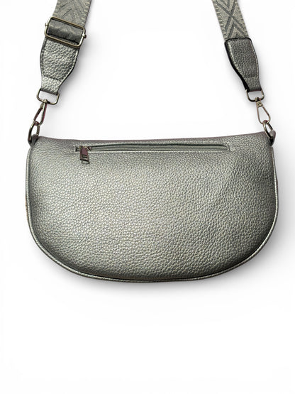 Grand Sac banane - argenté - Bi-matière motif mat | A