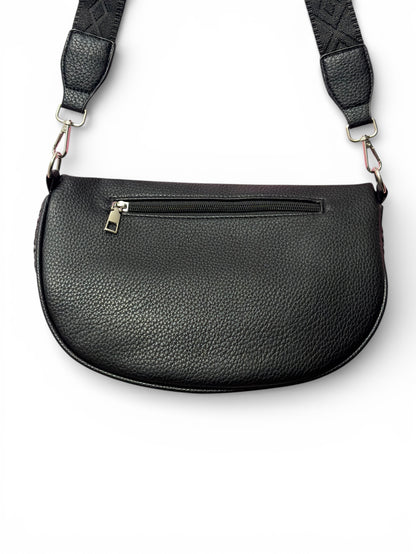 Grand sac banane - Noir - bi-matière motif mat | A