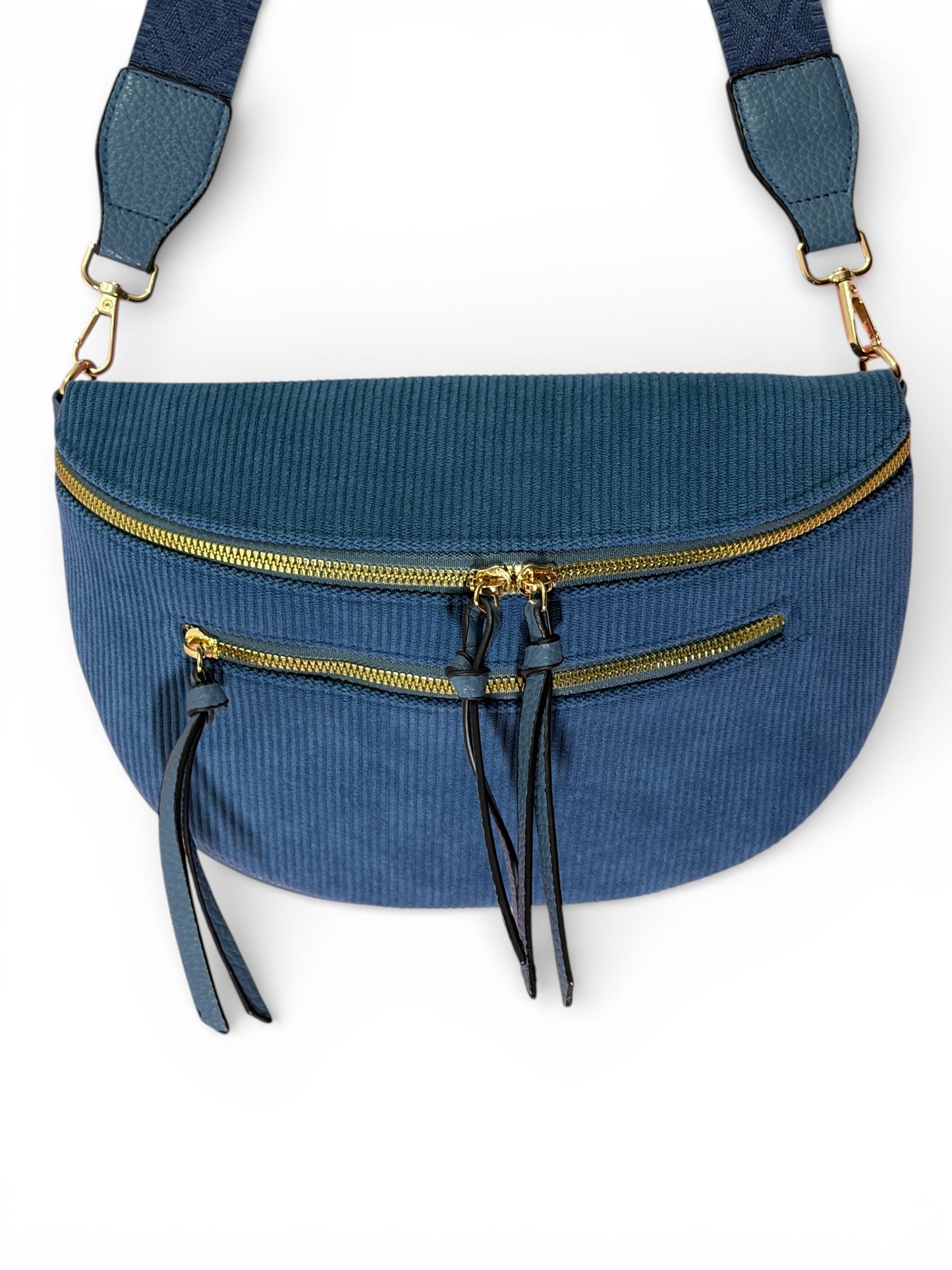 Grand sac banane - Bleu turquoise - Velours | A