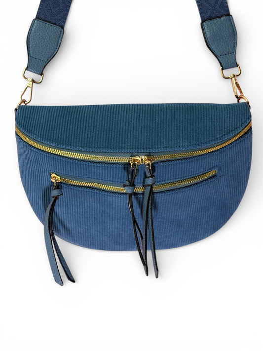 Grand sac banane - Bleu turquoise - Velours | A