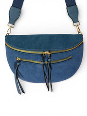 Grand sac banane - Bleu turquoise - Velours | A