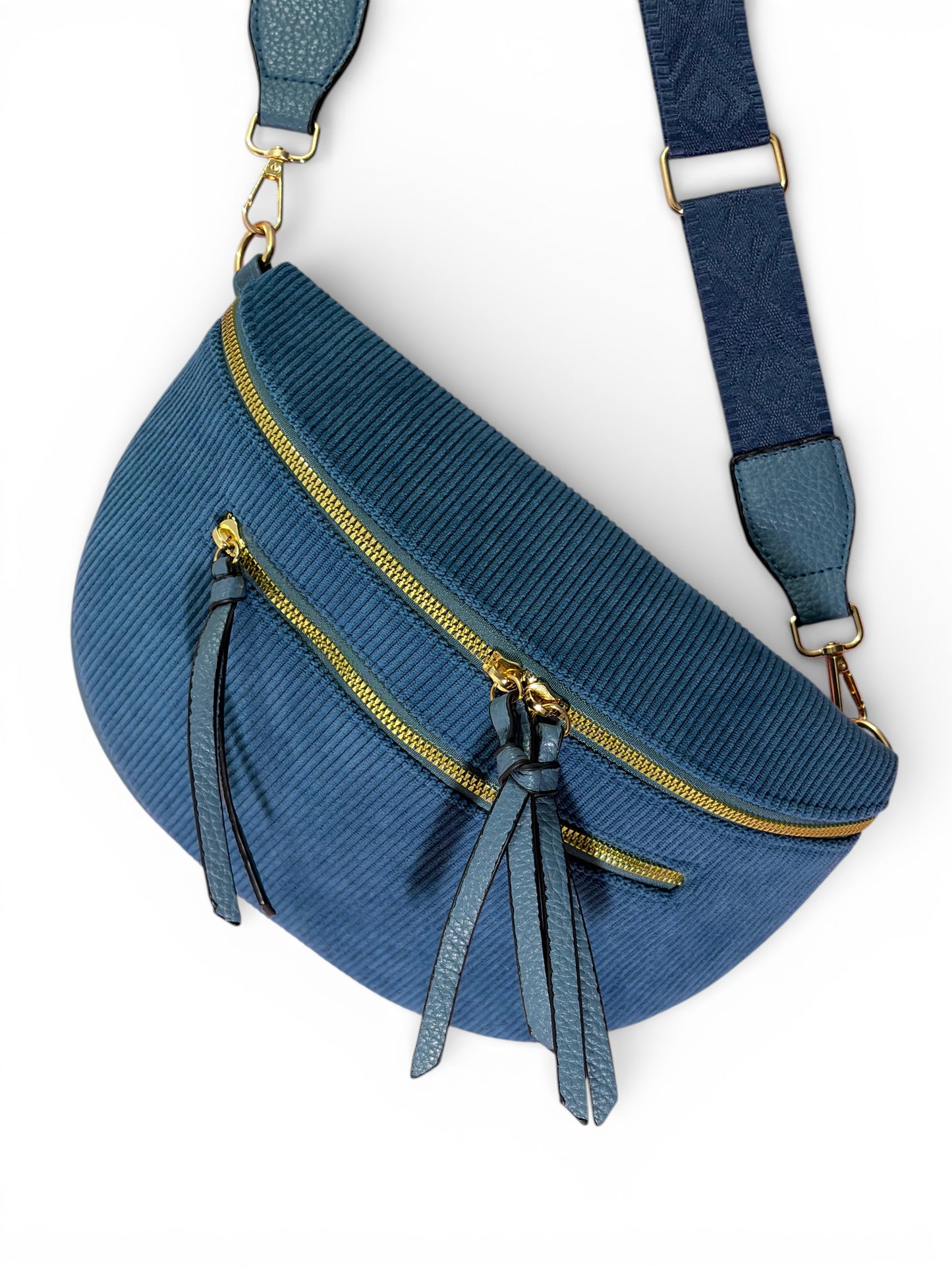 Grand sac banane - Bleu turquoise - Velours | A