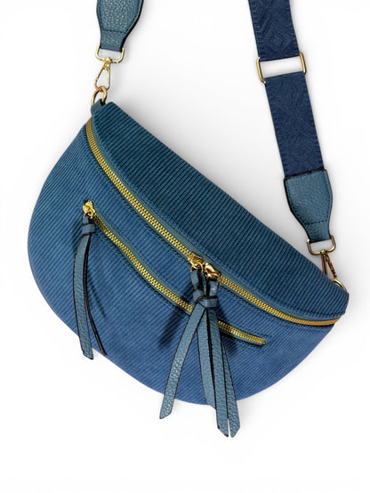 Grand sac banane - Bleu turquoise - Velours | A