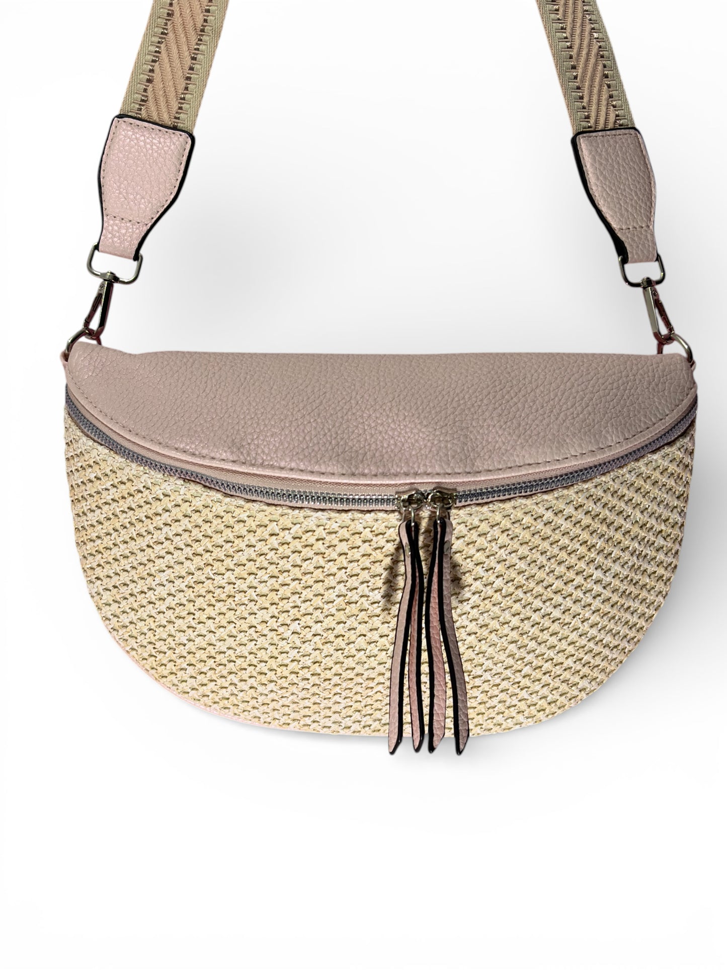 Grand sac banane - rose - Bi matière motif mat | A