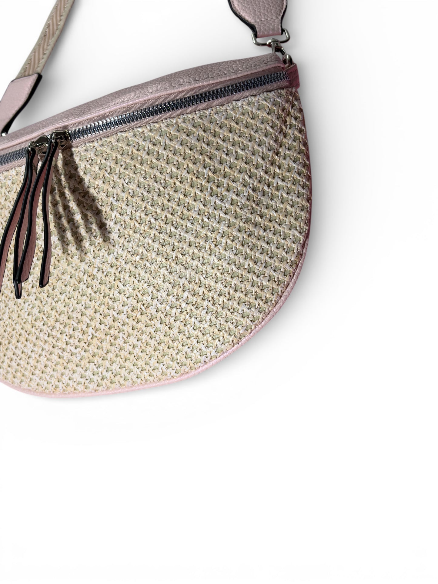 Grand sac banane - rose - Bi matière motif mat | A