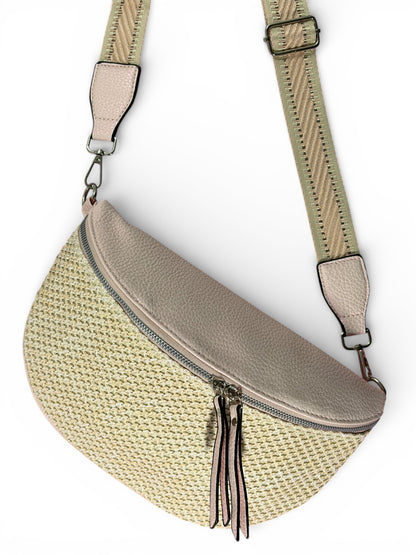 Grand sac banane - rose - Bi matière motif mat | A