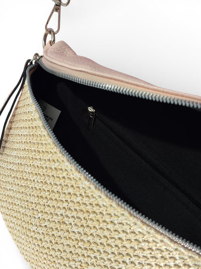 Grand sac banane - rose - Bi matière motif mat | A