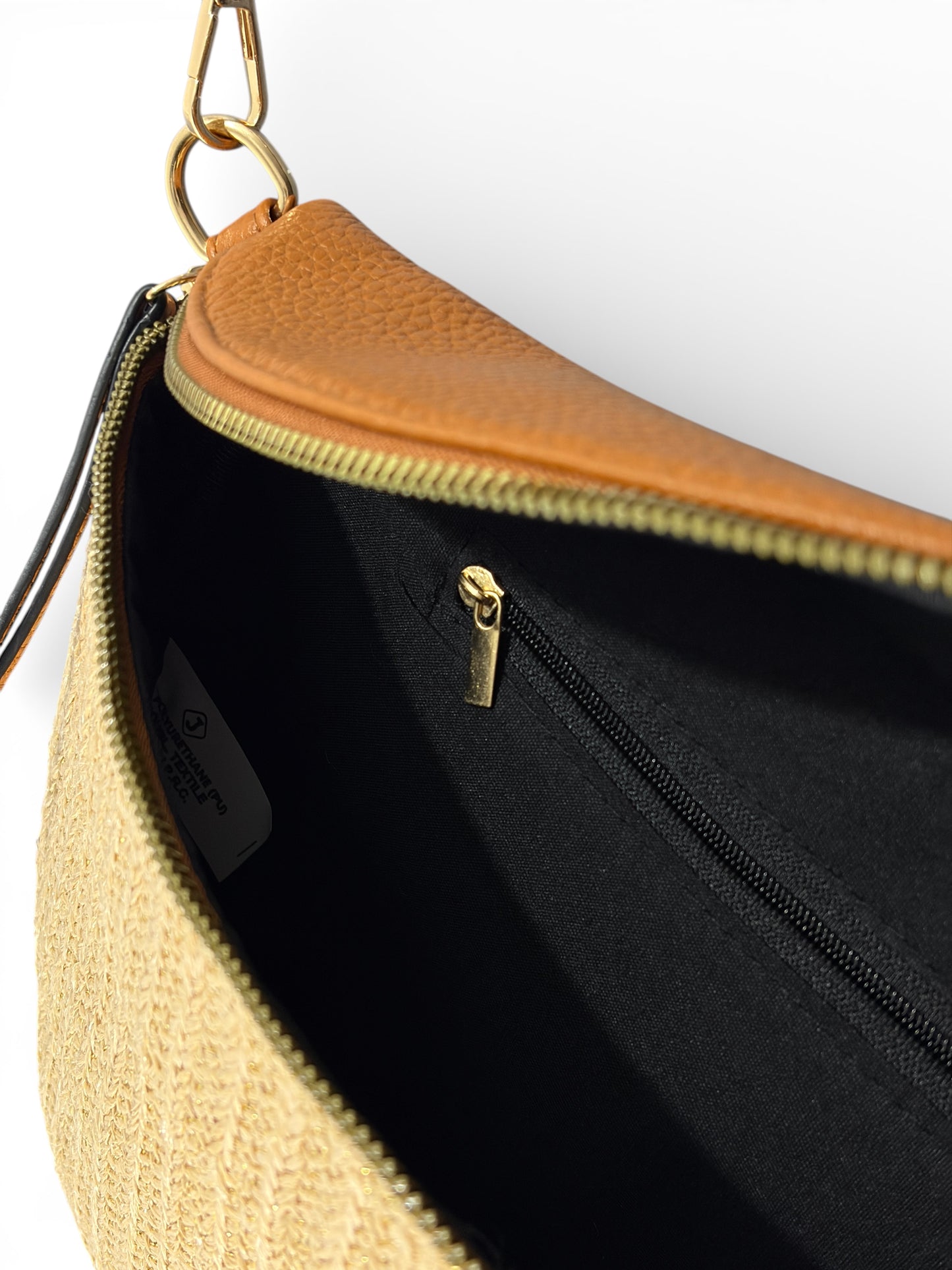 Grand sac banane - marron - Bi-matière motif brillant | A